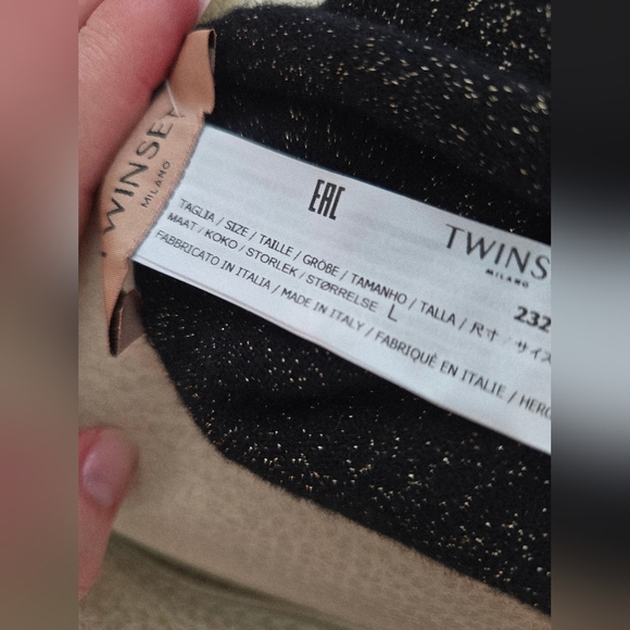 Twinset Milano Wool Blend Snood Scarf Wool Black Sparkle Neck Warmer Size L - Picture 5 of 6